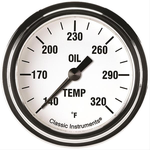 Classic Instruments White Hot Series Gauges WH328SLF Gauge, Series, Oil Temperature, 140-320 Degrees F, 2 5/8 in., Analog, Electrical, Each