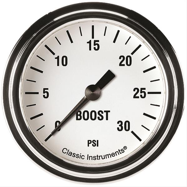 Classic Instruments White Hot Series Gauges WH342SLF Gauge, Series, Boost Pressure, 0-30 psi, 2 5/8 in., Analog, Electrical, Each