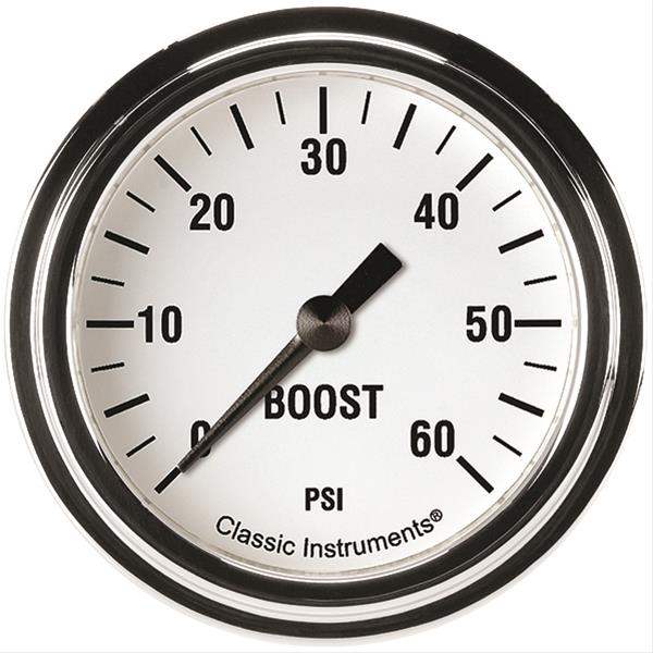 Classic Instruments White Hot Series Gauges WH343SLF Gauge, Series, Boost Pressure, 0-60 psi, 2 5/8 in., Analog, Electrical, Each