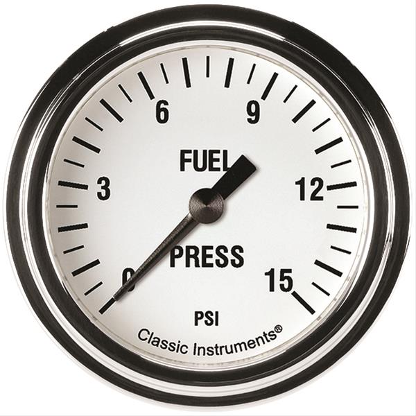 Classic Instruments White Hot Series Gauges WH345SLF Gauge, Series, Fuel Pressure, 0-15 psi, 2 5/8 in., Analog, Electrical, Each