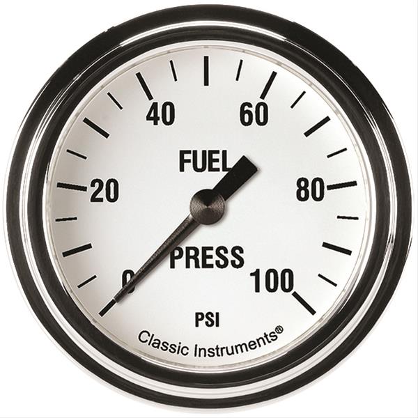 Classic Instruments White Hot Series Gauges WH346SLF Gauge, Series, Fuel Pressure, 0-100 psi, 2 5/8 in., Analog, Electrical, Each