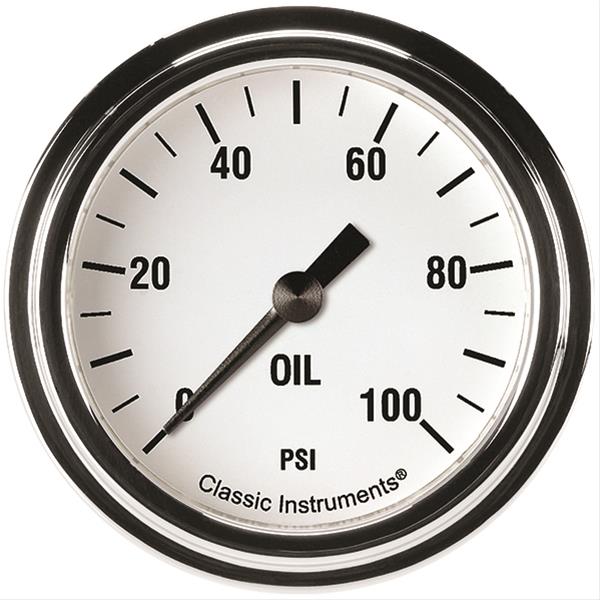 Classic Instruments White Hot Series Gauges WH381SLF Gauge, Series, Oil Pressure, 0-100 psi, 2 5/8 in., Analog, Electrical, Each