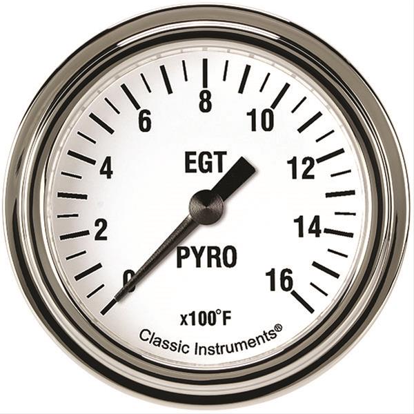 Classic Instruments White Hot Series Gauges WH398SLF Gauge, Series, Pyrometer, 0-1,600 Degrees F, 2 5/8 in., Analog, Electrical, Each