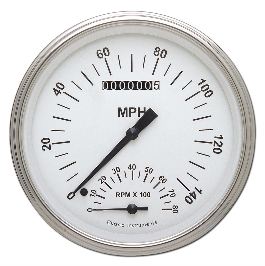 Classic Instruments White Hot Series Gauge Sets WH50SLF Gauge, Series, Speedometer, Tachometer, Face, Analog, Each
