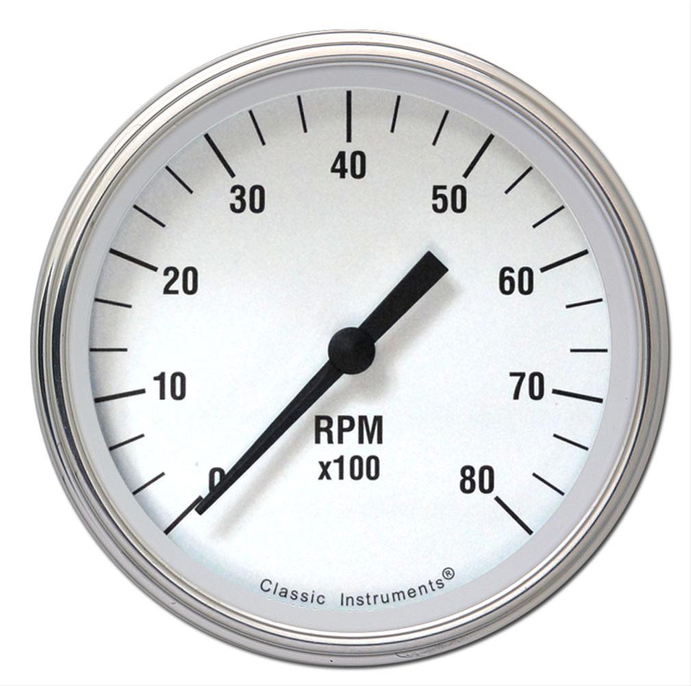 Classic Instruments White Hot Series Tachometers WH71SLC Tachometer, Series, Face, Red Pointer, 0-8,000 rpm, 5 in., Analog, Electrical, Each