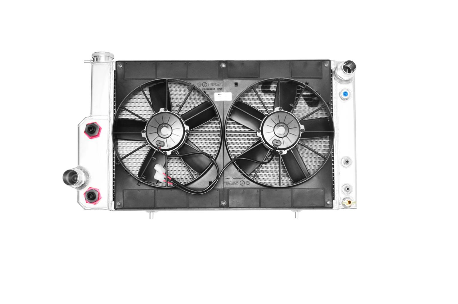 PWR North America OE Fit Radiator Modules for 1967-1970 MUSTANG - 15-10554 Radiator, Fit, Cross Flow, Aluminum, Natural, Dual Spal Fans, 12 in. Diameter, Engine Oil/Power Steering Cooler, Ford, Kit