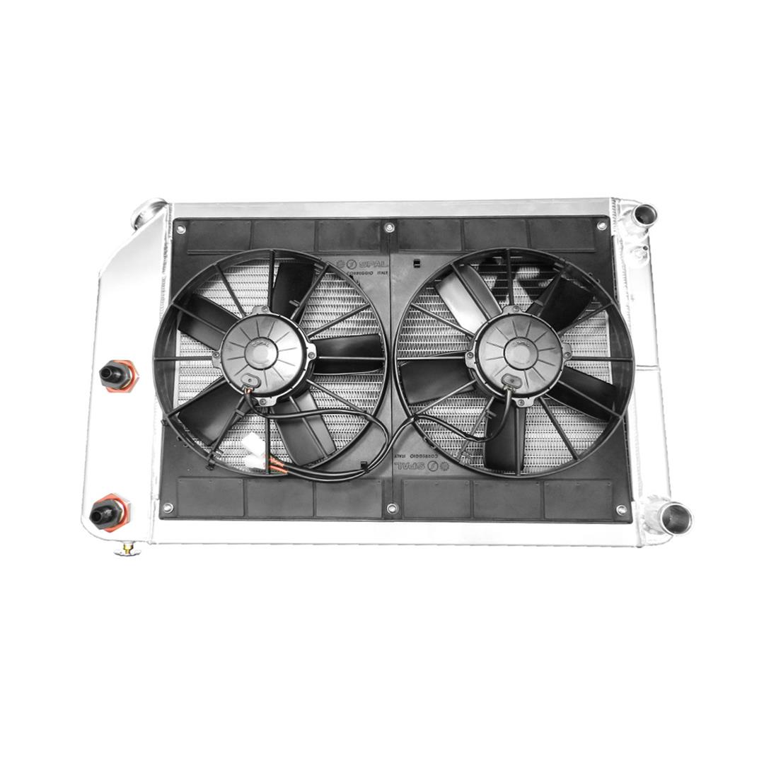 PWR North America OE Fit Radiator Modules for 1967-1969 CAMARO, FIREBIRD - 15-11013 Radiator, Fit, Cross Flow, Aluminum, Natural, Dual Spal Fans, 11 in. Diameter, Engine Oil Cooler, LS Engines, Chevrolet, Pontiac, Kit