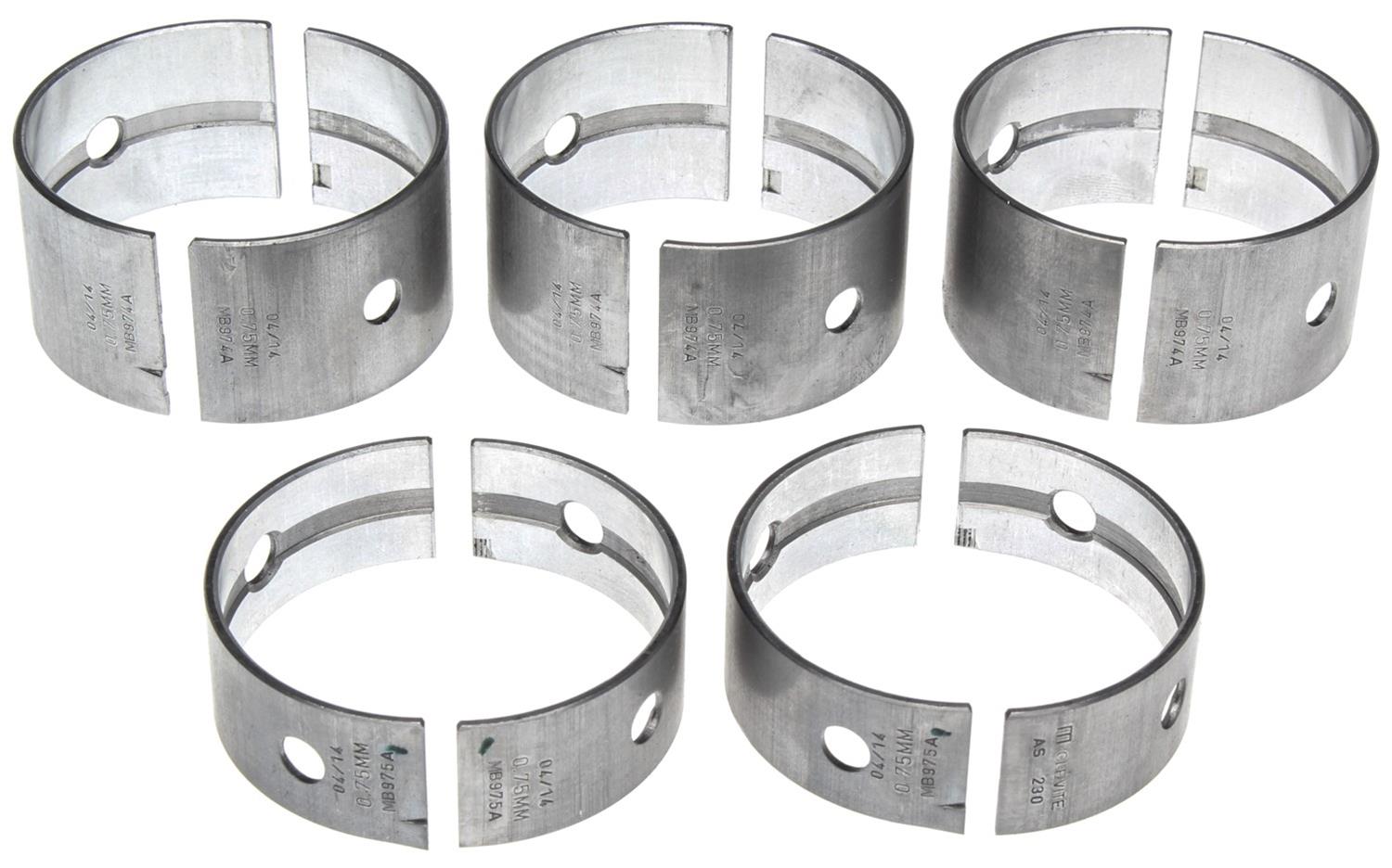 Clevite AL-Series Main Bearings MS-1298A-.75MM Bearings, AL-Series, Direct Replacement, .75mm Crankshaft Undersize, Isuzu, Chevrolet, GMC, 1.8/1.9L, L4, Set of 5