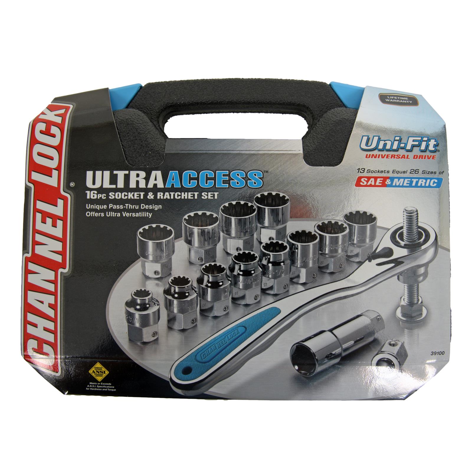 Channellock 39100 CHANNELLOCK 16Piece PassThru UniFit Socket Sets
