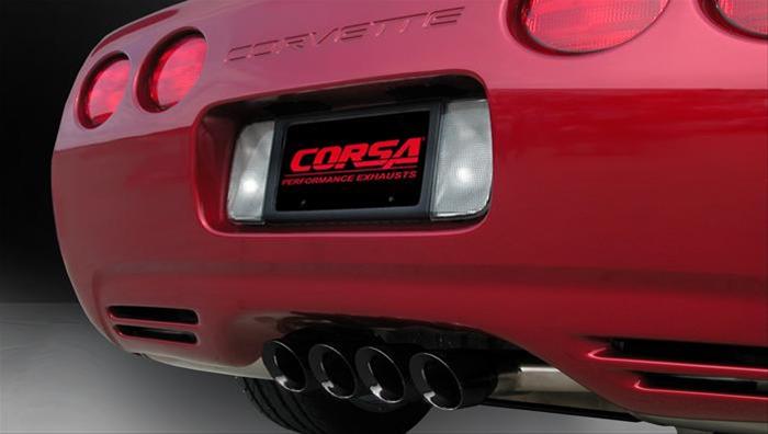 Corsa 97-04 Chevrolet Corvette (C5) 2.5in Sport Cat-Back Exhaust - 3.5in Black Tigershark Tips thumbnail 3