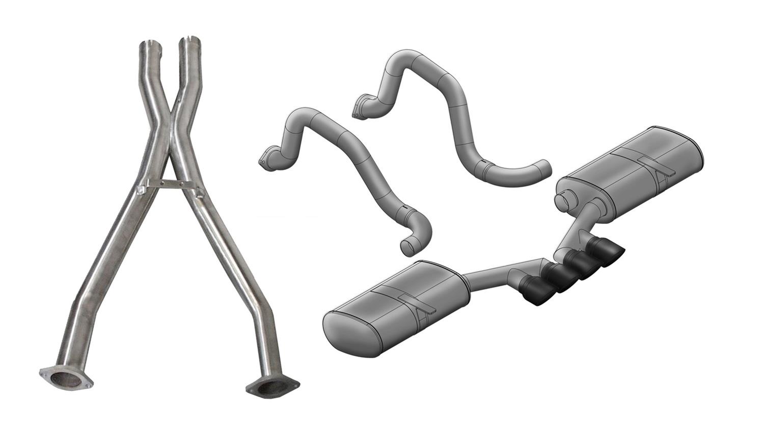 Corsa 97-04 Chevrolet Corvette (C5) 2.5in Sport Cat-Back Exhaust - 3.5in Black Tigershark Tips thumbnail 4