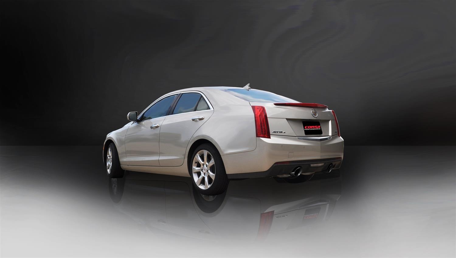 Corsa 2013-2019 Cadillac ATS Sedan 2.0L A/T Black Sport Dual Rear Cat-Back Exhaust thumbnail 2