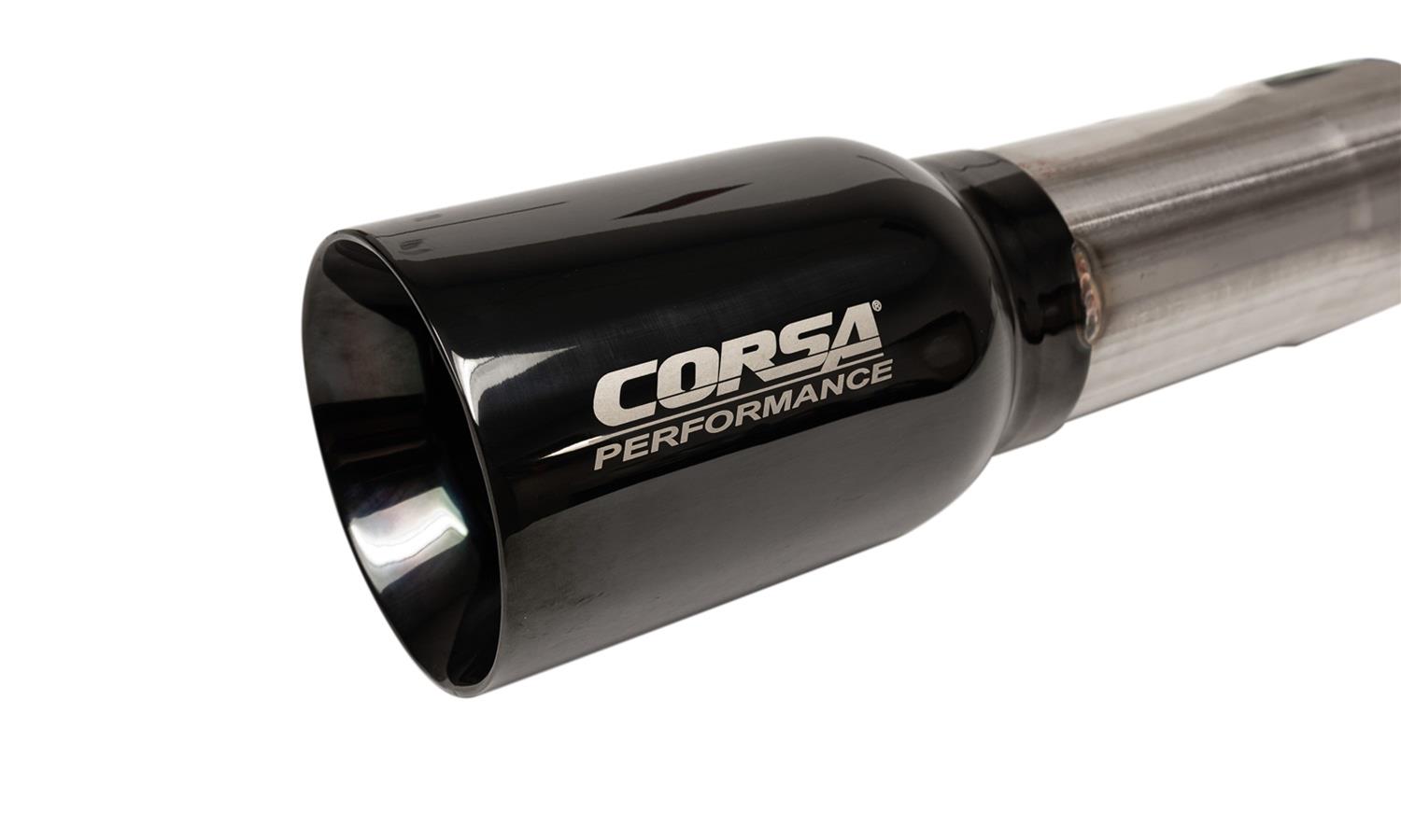 Corsa Sport Exhaust Systems for 2017-2022 COLORADO - 14928BLKUSA System, Sport, Cat-back, Single, Stainless Steel, Natural, Black Tip with American Flag Logo, Side Exit, Chevrolet, 3.6L, Kit thumbnail 3