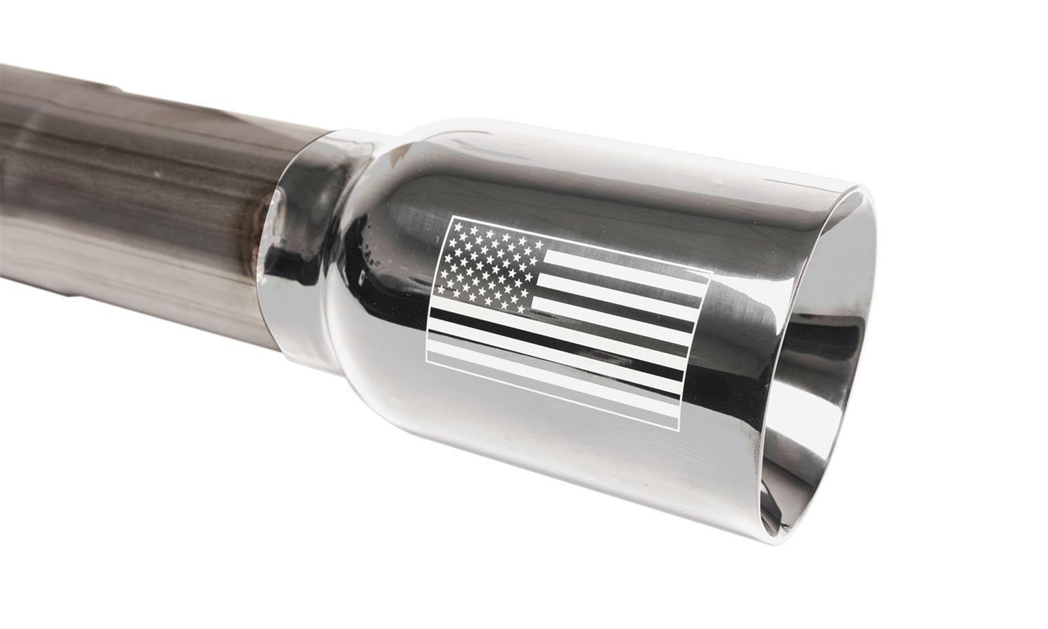 Corsa Sport Exhaust Systems for 2017-2022 COLORADO - 14928USA System, Sport, Cat-back, Single, Stainless Steel, Natural, Polished Tip with American Flag Logo, Side Exit, Chevrolet, 3.6L, Kit thumbnail 2