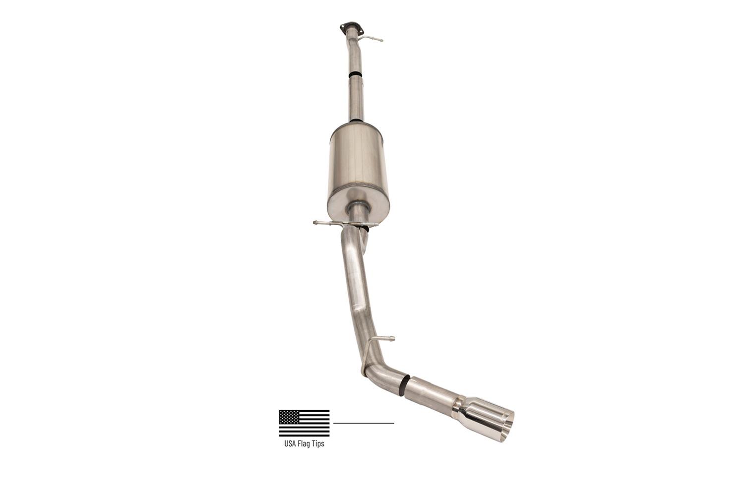 Corsa Sport Exhaust Systems for 2017-2022 COLORADO - 14928USA System, Sport, Cat-back, Single, Stainless Steel, Natural, Polished Tip with American Flag Logo, Side Exit, Chevrolet, 3.6L, Kit