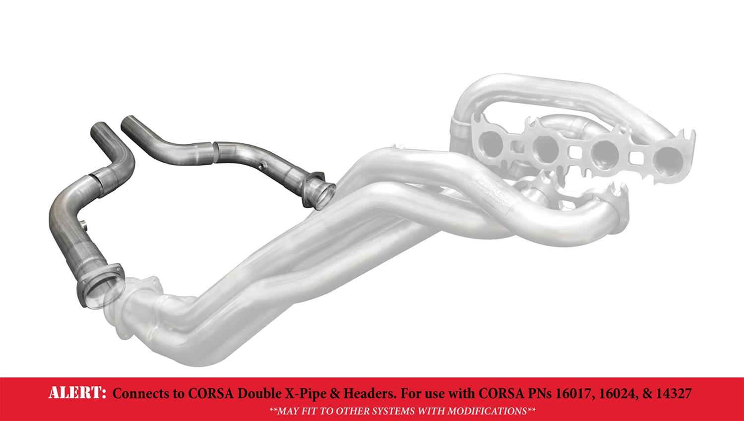 Corsa Long Tube Header Connection Pipes for 2015-2023 MUSTANG - 16015 Extension, Long-Tube, Ball and Socket Flange, 3 in. Diameter, Ford, Pair