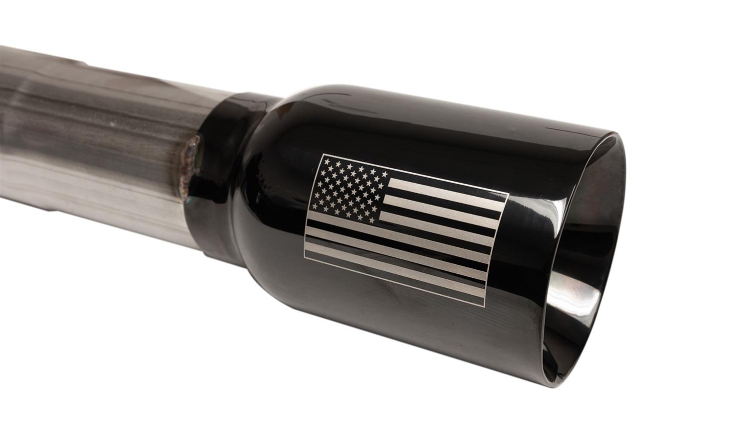 Corsa 07-18 Jeep Wrangler JKU 3.6L/3.8L 2.75in Sport Cat-Back Exhaust w/ 4in American Flag BlacTips thumbnail 3