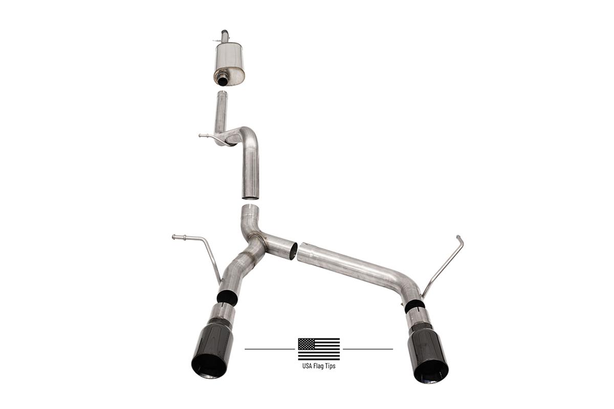 Corsa 2007-2018 Jeep Wrangler JKU 3.6L/3.8L 2.75in Sport Cat-Back Exhaust w/ 4in American Flag Tips
