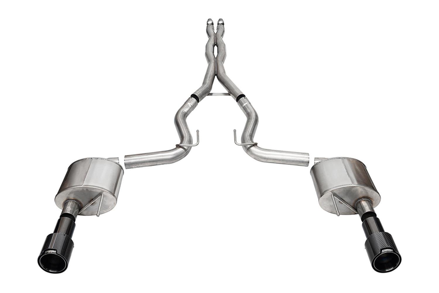 Corsa 2024+ Ford Mustang GT 5.0L V8 Xtreme 4.5 Cat-Back Duel Rear w/ 4.5 In Carbon Fiber Tips