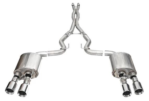 Corsa 24+ Ford Mustang Dark Horse 5.0L 3in Dual Rear Exit Cat-Back w/Twin 4.5in Polish Straight Tip