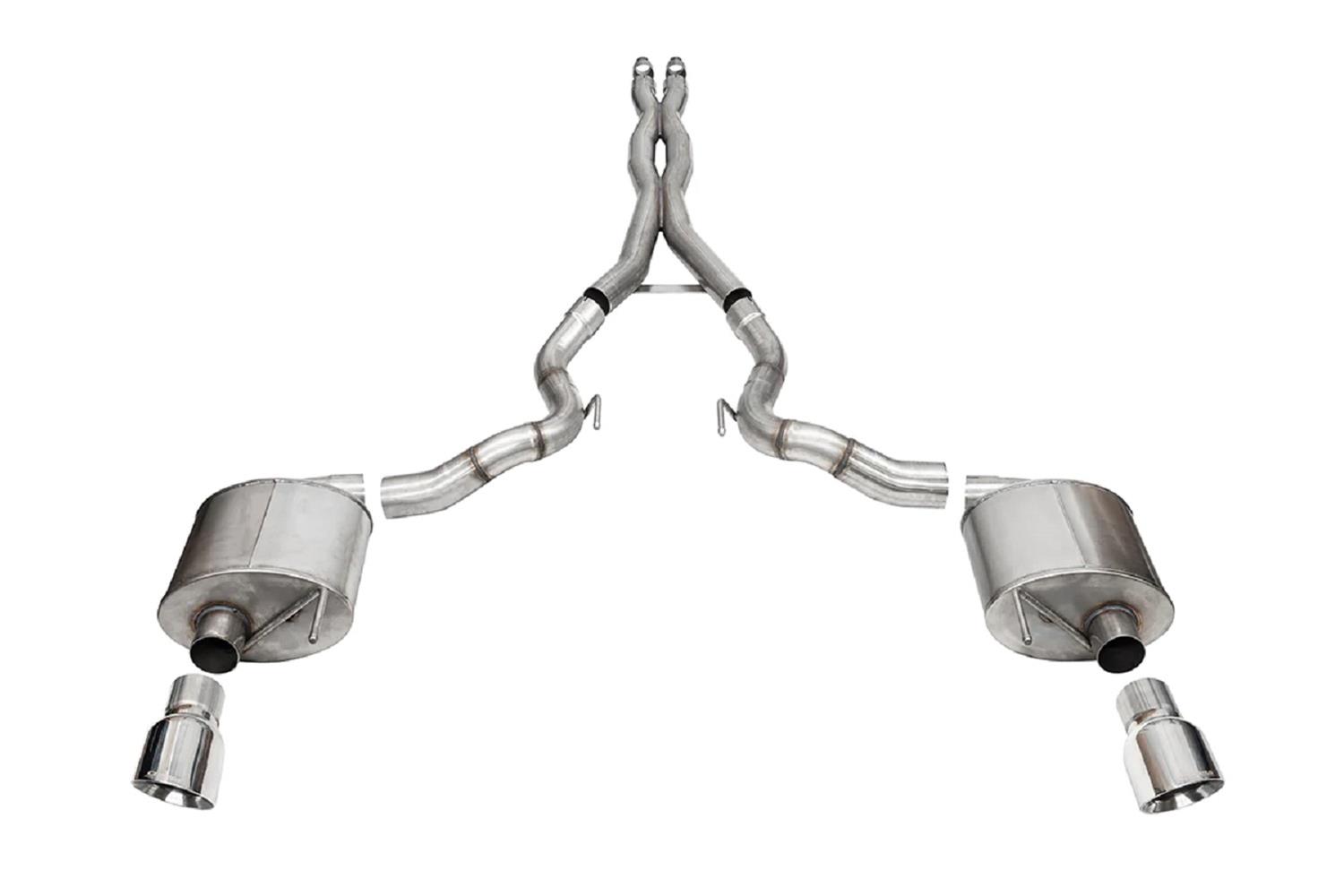 Corsa Sport Exhaust Systems for 2024 MUSTANG - 21274 System, Sport, Cat-Back, 304 Stainless, Natural, Polished Tips, Slant Cut Tips, Convertible, Ford, Kit