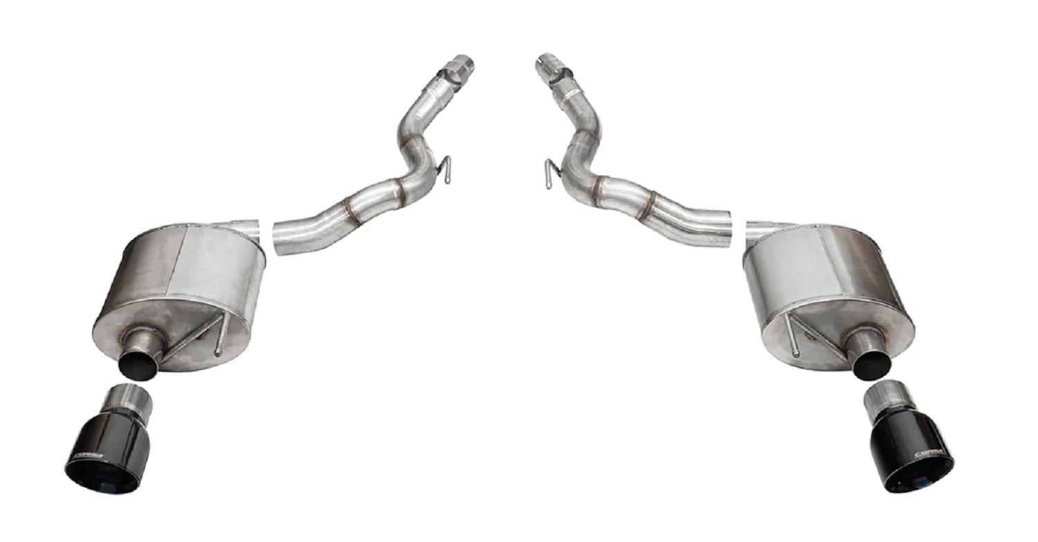 Corsa Touring Exhaust Systems for 2024 MUSTANG - 21276BLK System, Touring, Axle-Back, 304 Stainless, Natural, Black PVD Coated Tips, Slant Cut Tips, Convertible, Ford, Kit