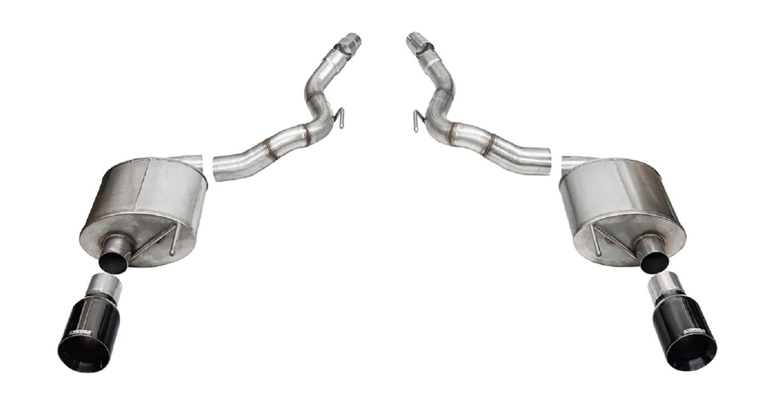 Corsa Touring Exhaust Systems for 2024 MUSTANG - 21277BLK System, Touring, Axle-Back, 304 Stainless, Natural, Black PVD Coated Tips, Straight Cut Tips, Convertible, Ford, Kit
