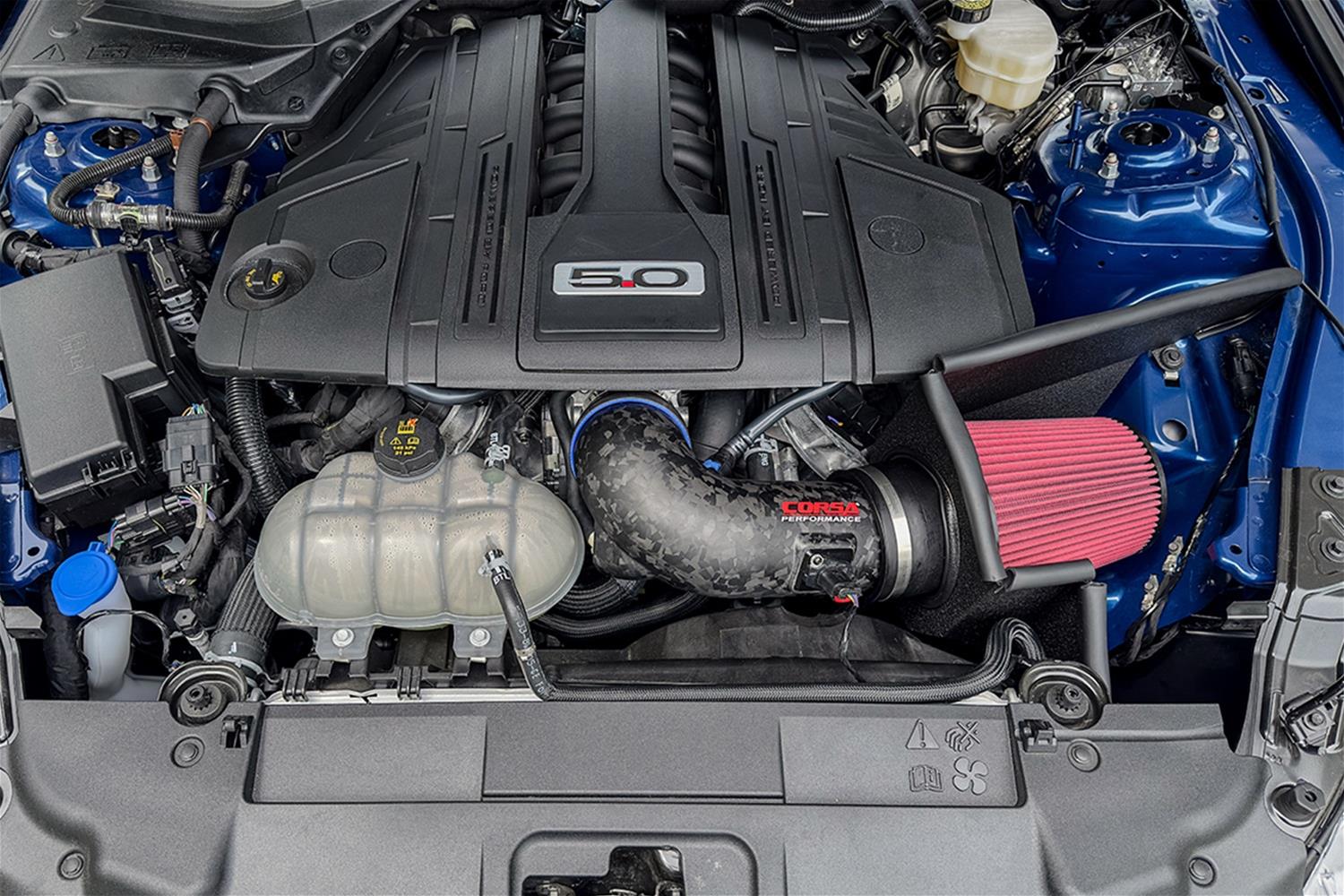 Corsa Carbon Fiber DryTech 3-D Air Intakes for 2018-2023 MUSTANG - 44006D-MF Intake Kits, 3-D, Forged Tube, Synthetic Filter, Red, Mustang GT, Ford, 5.0L, Kit
