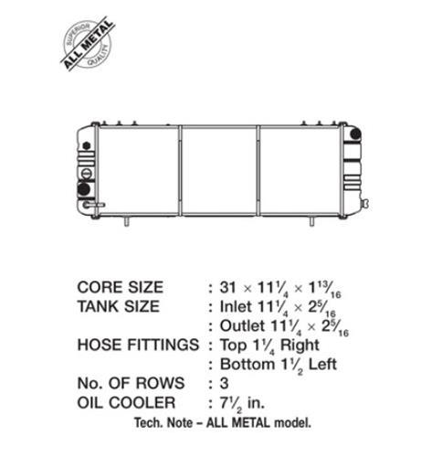 CSF All-Metal Radiators for 1987-1990 WAGONEER, COMANCHE, 1988-1990 CHEROKEE - 2572 Radiator, 88-90 Jeep Cherokee (Hd) All Metal 3 Row thumbnail 3