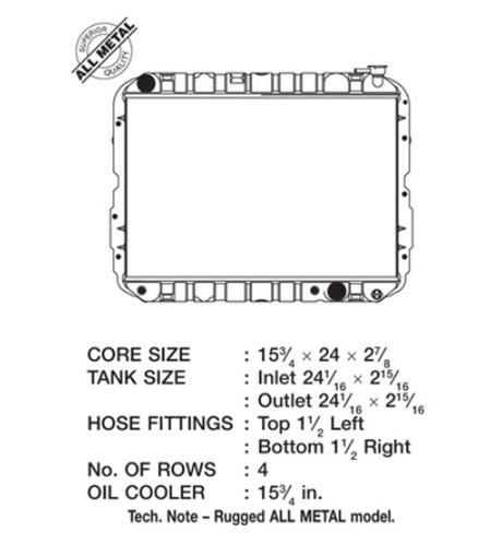 CSF All-Metal Radiators for 1981-1988 LAND CRUISER - 2708 Radiators, All-Metal, Downflow, Copper/Brass, Black, Transmission Cooler, Rugged ALL METAL Model, Toyota, 4.0L, 4.2L, Each thumbnail 3