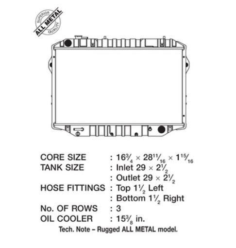 CSF All-Metal Radiators for 1988-1992 LAND CRUISER - 2709 Radiators, All-Metal, Downflow, Copper/Brass, Black, Transmission Cooler, Rugged ALL METAL Model, Toyota, 4.0L, Each thumbnail 3