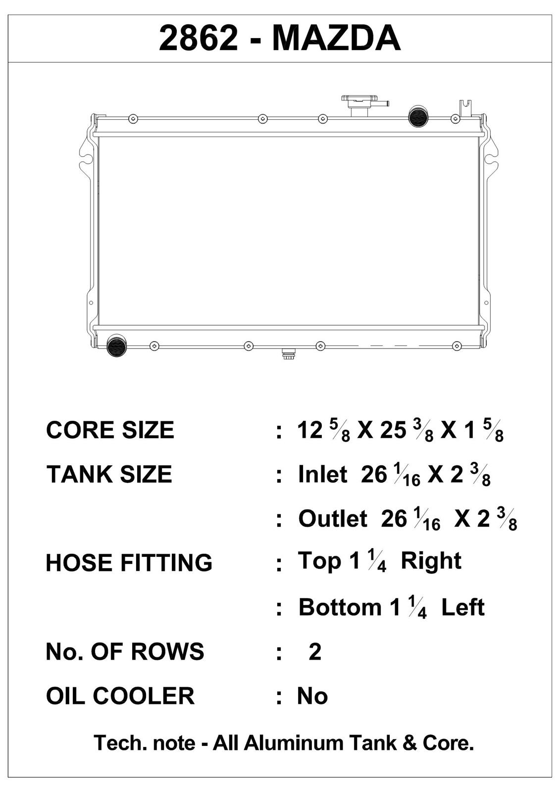 CSF Racing Radiators for 1990-1997 MIATA - 2862 Radiator, Racing, Aluminum, Polished, Mazda, Miata, Each thumbnail 2