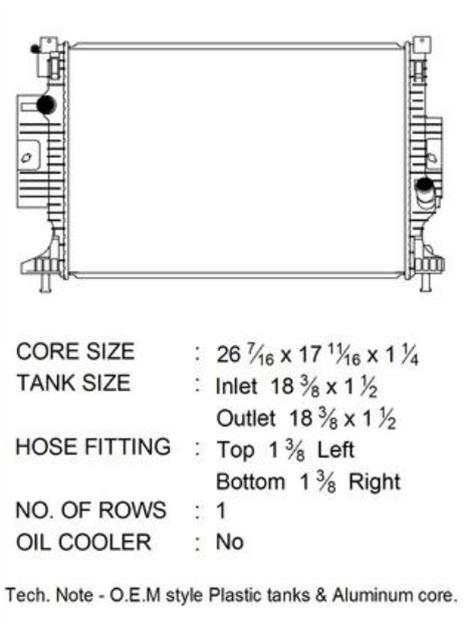 CSF Radiators 3811 Radiator, Aluminum/Plastic, Natural, Crossflow, Upper Driver Side Inlet, Lower Passenger Side Outlet, Turbocharged, Ford, Lincoln, Each