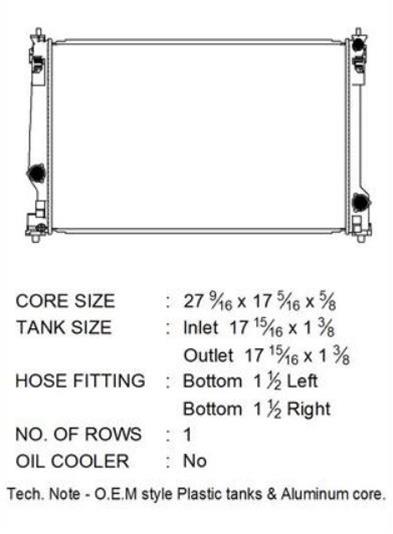 CSF Radiators 3858 Radiator, Aluminum/Plastic, Natural, Crossflow, Lower Driver Side Inlet, Lower Passenger Side Outlet, Lexus, Toyota, Each