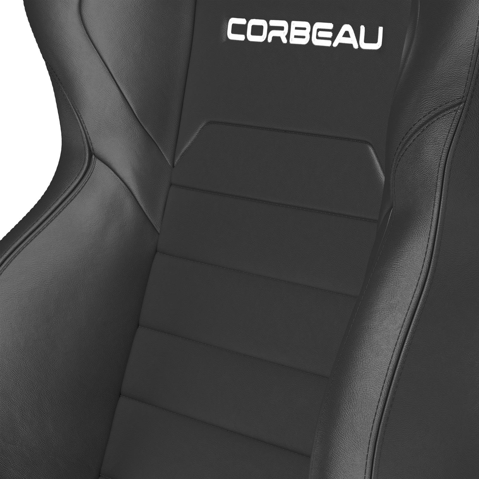 Corbeau LG1 Racing Black Seat 25502PR Bucket and Bench Seats, Seats, Vinyl, Stitching, Lever Recline, Pair