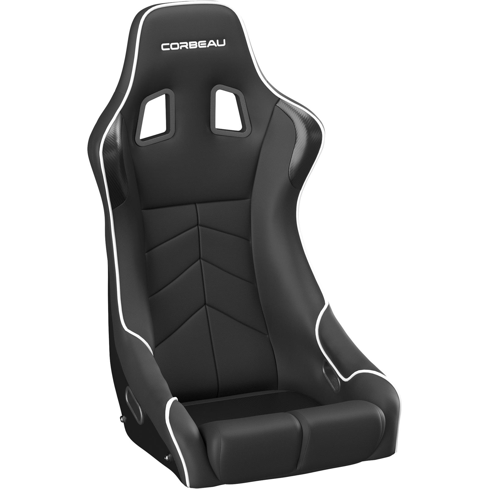 Corbeau DFX Black Cloth Seat 34901WPS Bucket Seat, DFX, Fixed Back, Cloth/Vinyl, White Piping, Each thumbnail 4