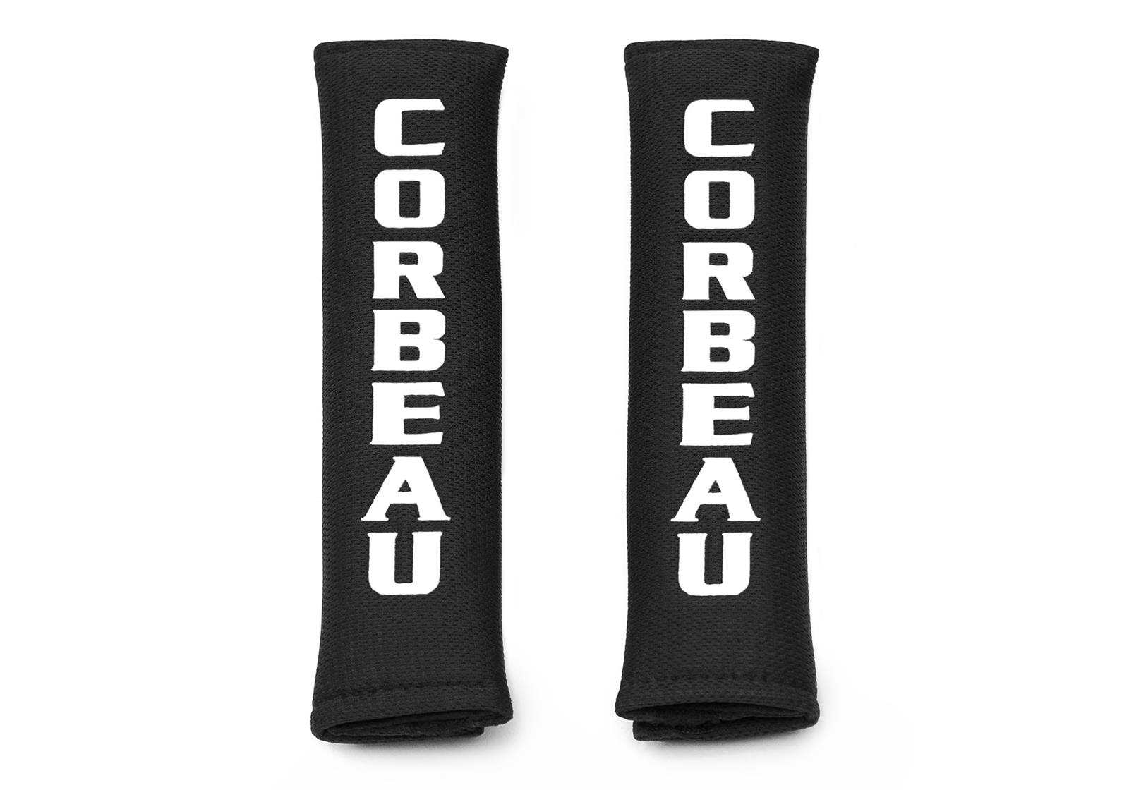 Corbeau Harness Pads 40401 Pads, Cloth, Black, Racing Logo, 2.00 in. Width, Pair