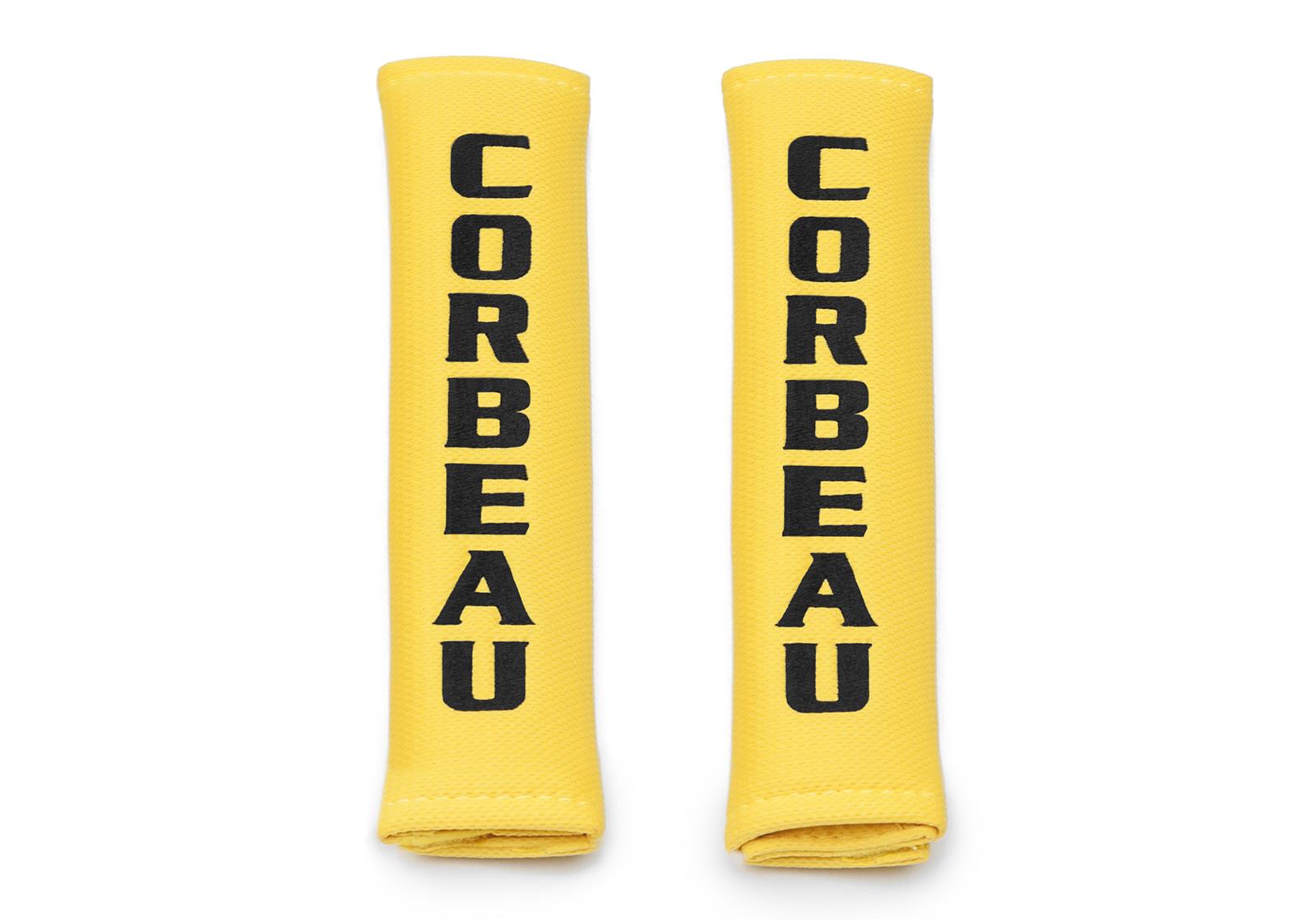 Corbeau Harness Pads 40403 Pads, Cloth, Yellow, Racing Logo, 2.00 in. Width, Pair