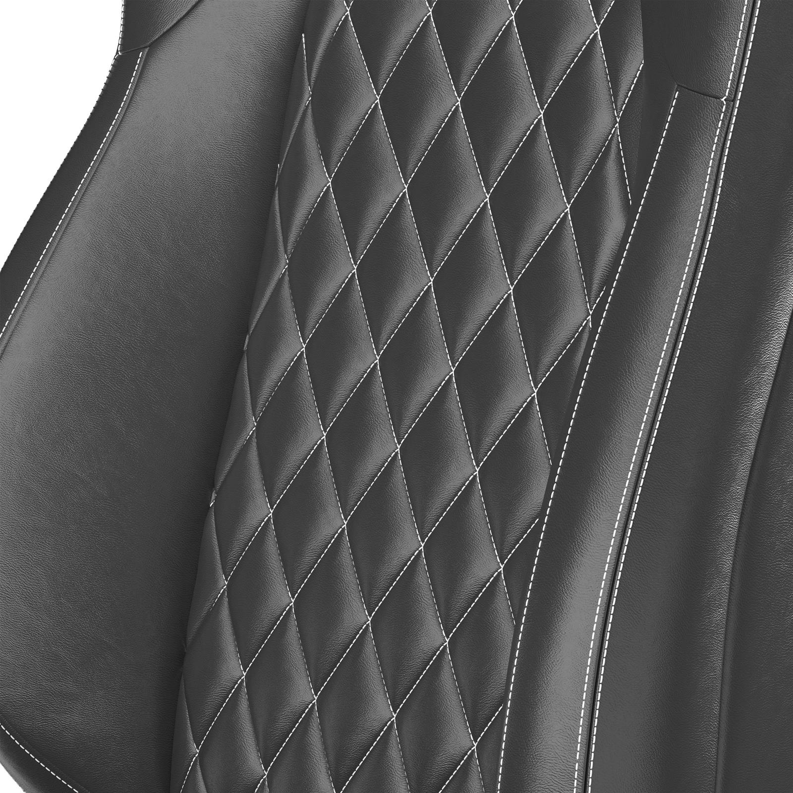 Corbeau Race Reclining Trailcat Black Vinyl Seat 44901 WPR Seats, Trailcat, Bucket, Lever, Steel, Cover and Insert, White Stitching, Shoulder Harness Opening, Front, Pair