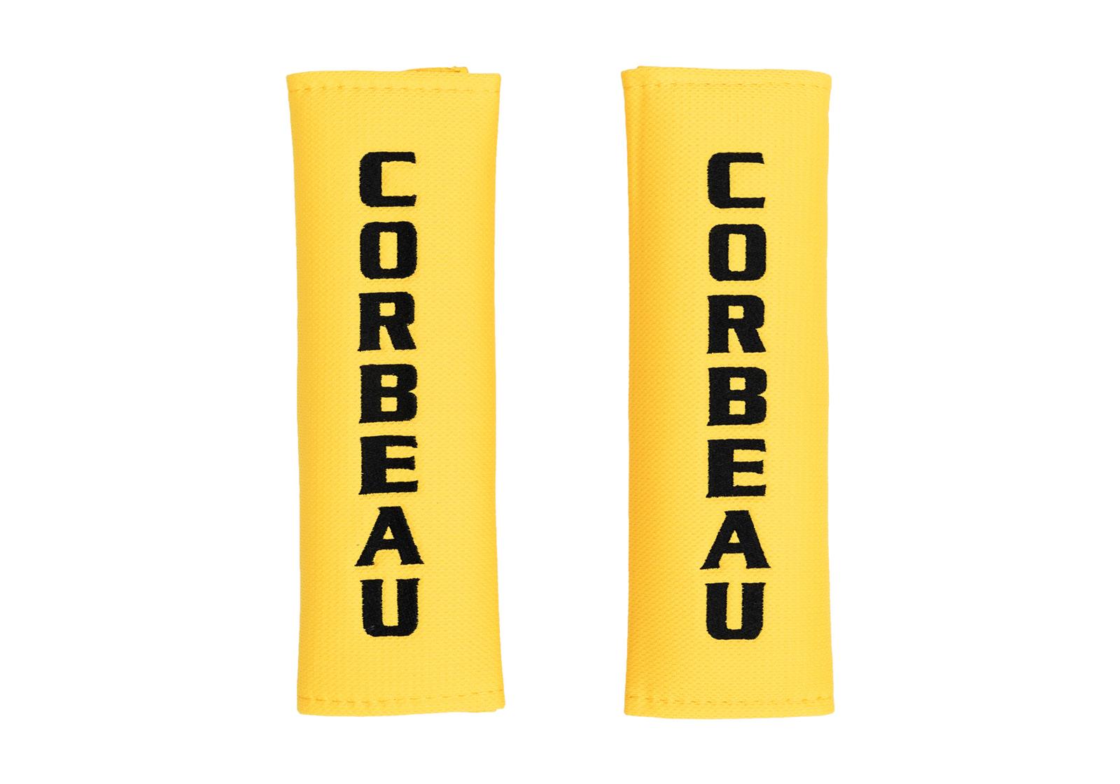 Corbeau Harness Pads 50503 Pads, Cloth, Yellow, Racing Logo, 3.00 in. Width, Pair