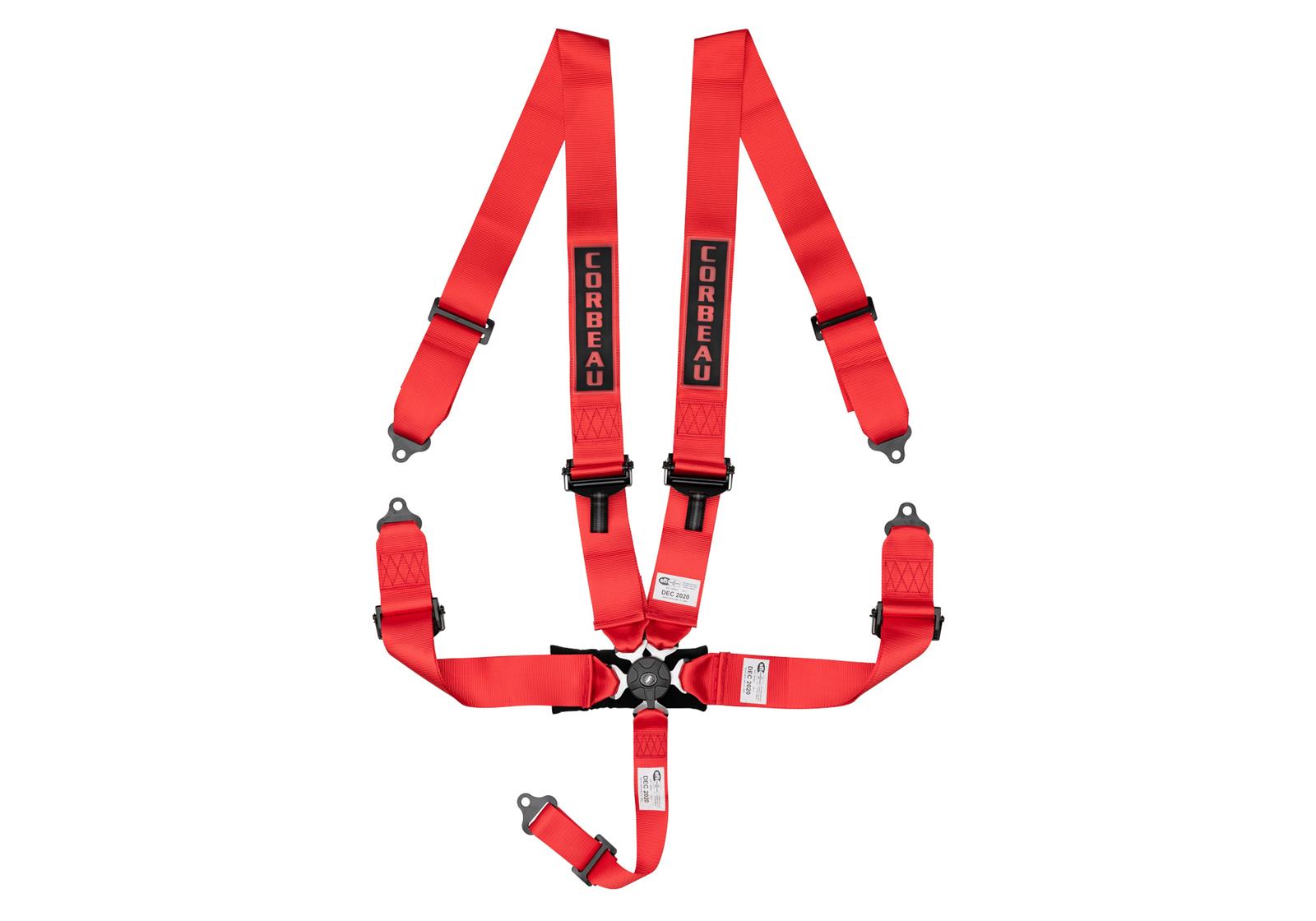 Corbeau Camlock 5-Point Harness 53007B Harness, 5-Point, Pull Down, Nylon, Red, 3 in. Width, Camlock, Wraparound/Bolt-in, Each