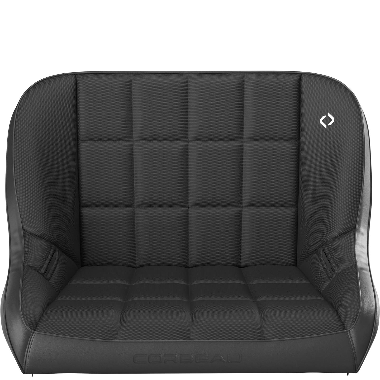 Corbeau Baja Suspension Black Vinyl Bench Seat 63402B Bucket and Seats, Seats, Vinyl, Black, Stitching, Cloth Insert, 36 in. Width, Each thumbnail 2