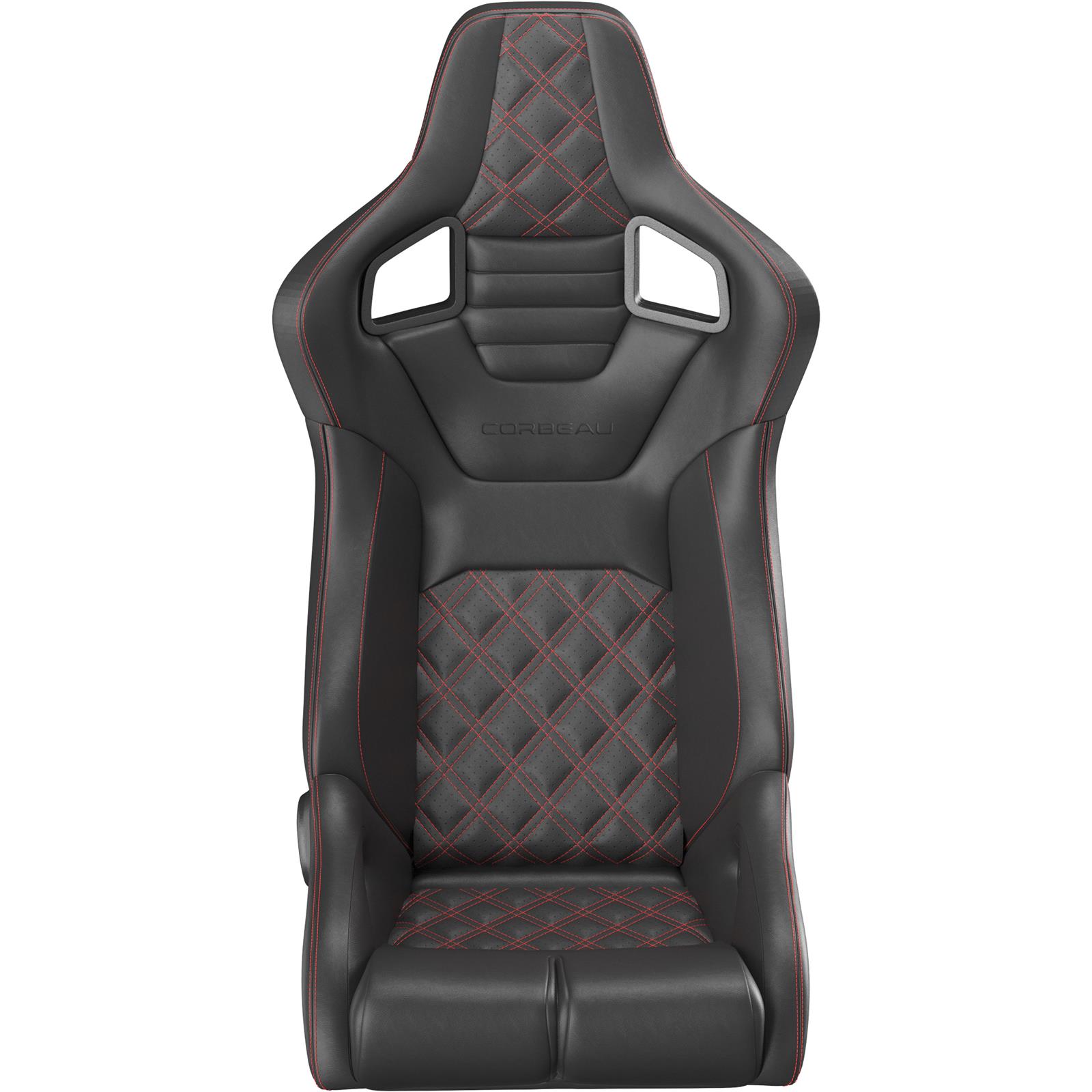 Corbeau Sportline RRB Black Seat 84917PR Bucket and Bench Seats, Racing Seats, Vinyl/Carbon Diamond Red Stitching, Lever Recline, Pair thumbnail 3
