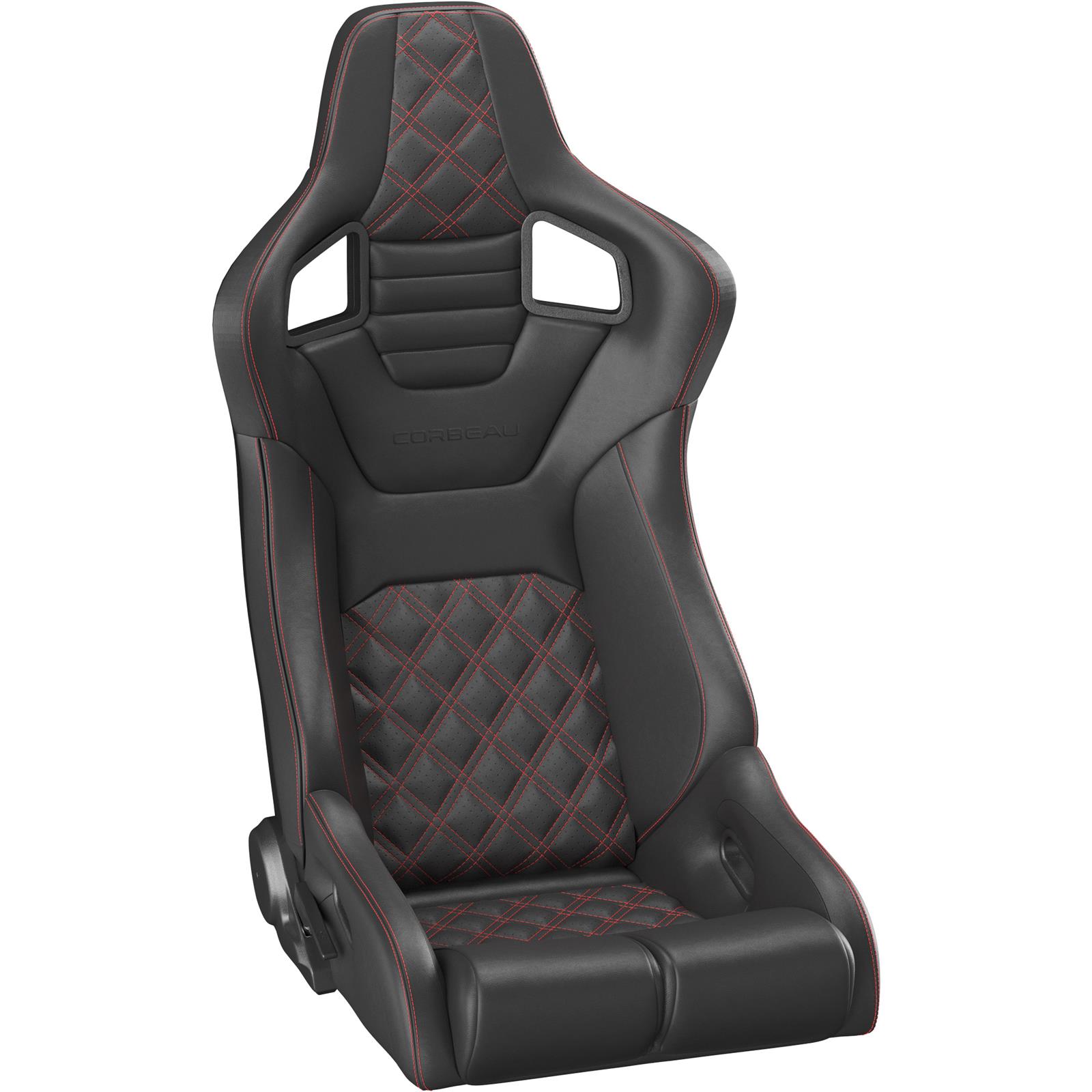 Corbeau Sportline RRB Black Seat 84917PR Bucket and Bench Seats, Racing Seats, Vinyl/Carbon Diamond Red Stitching, Lever Recline, Pair thumbnail 4
