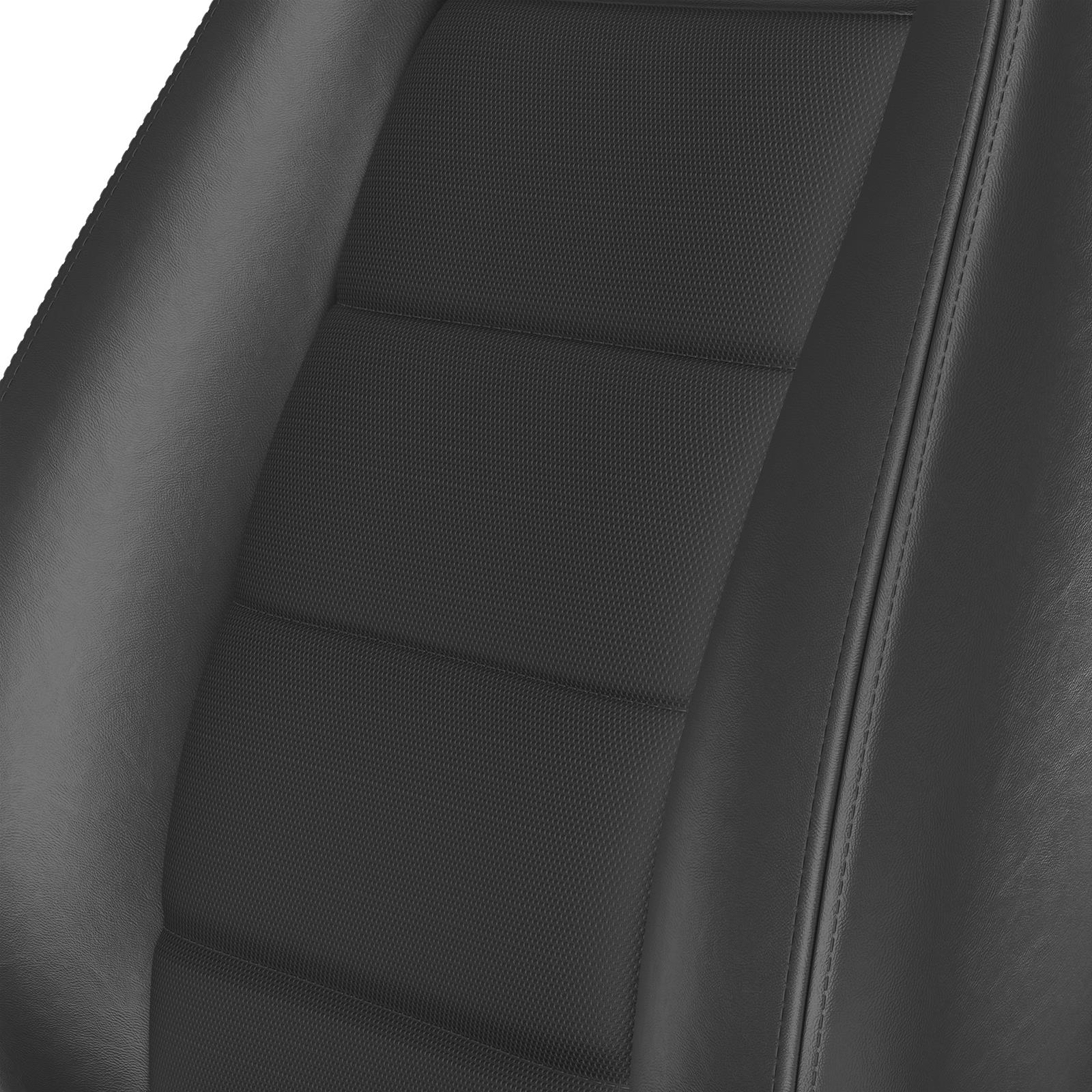 Corbeau Sport Black Vinyl Seat 90011PR Bucket and Bench Seats, Seats, Adjustable Bucket, Vinyl, Black, Stitching, Cloth Insert, Lever Recline, Pair