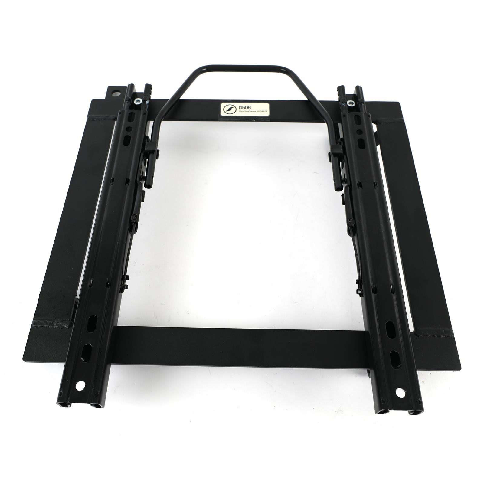 Corbeau Sliding Seat Brackets for 1968 CHEVY II, 1969-1974 NOVA, 1971-1974 VENTURA - D506 Brackets, Sliding, Steel, Black, Single Locking Sliders, Left, Chevy, Pontiac, Each