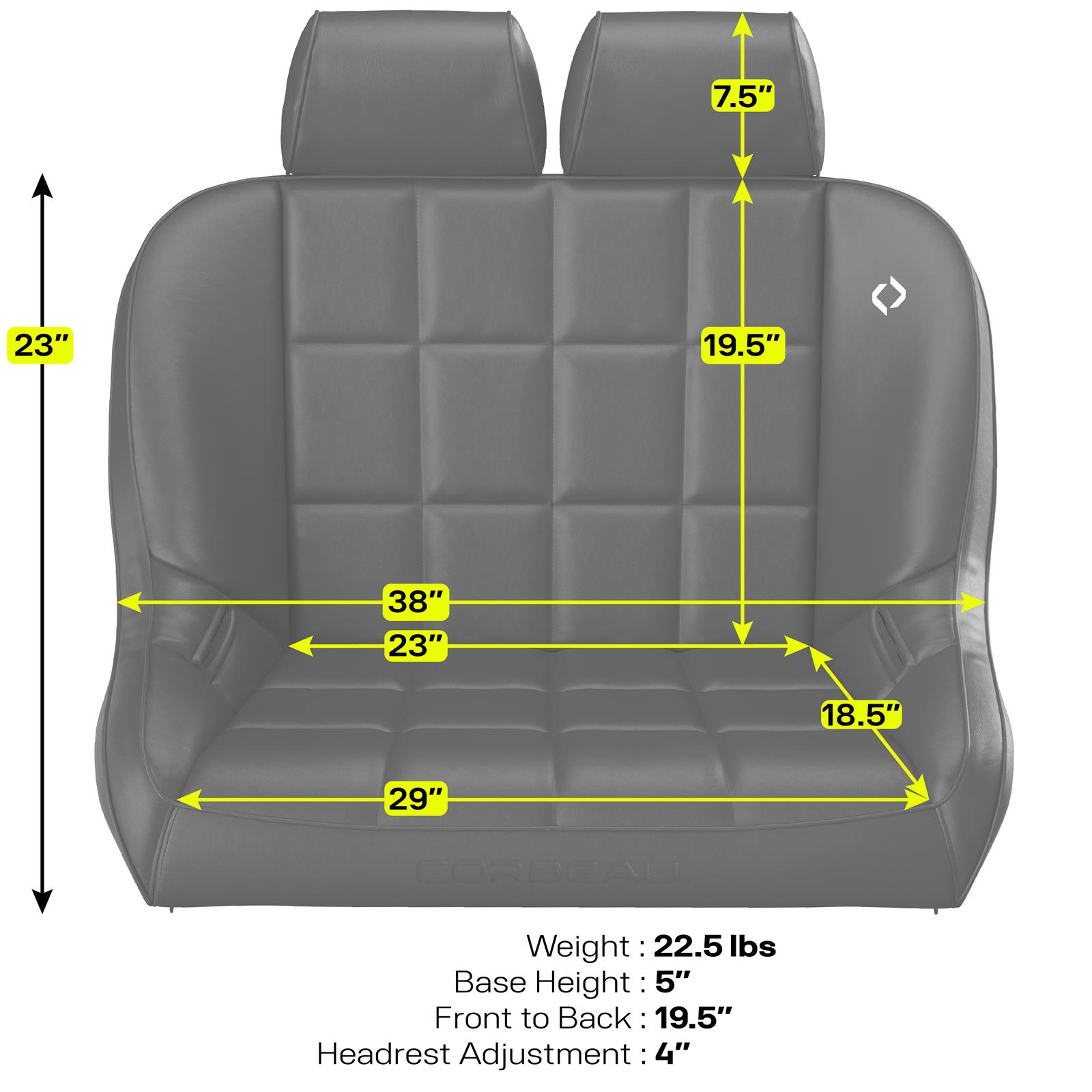 Corbeau Baja Headrests HR01 Headrest, Black, Vinyl, Each