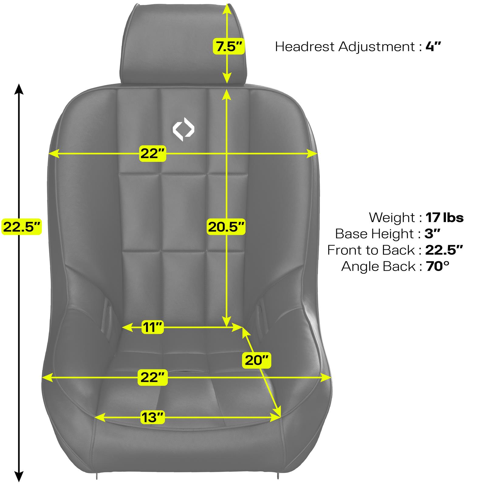 Corbeau Baja Headrests HR01 Headrest, Black, Vinyl, Each thumbnail 3