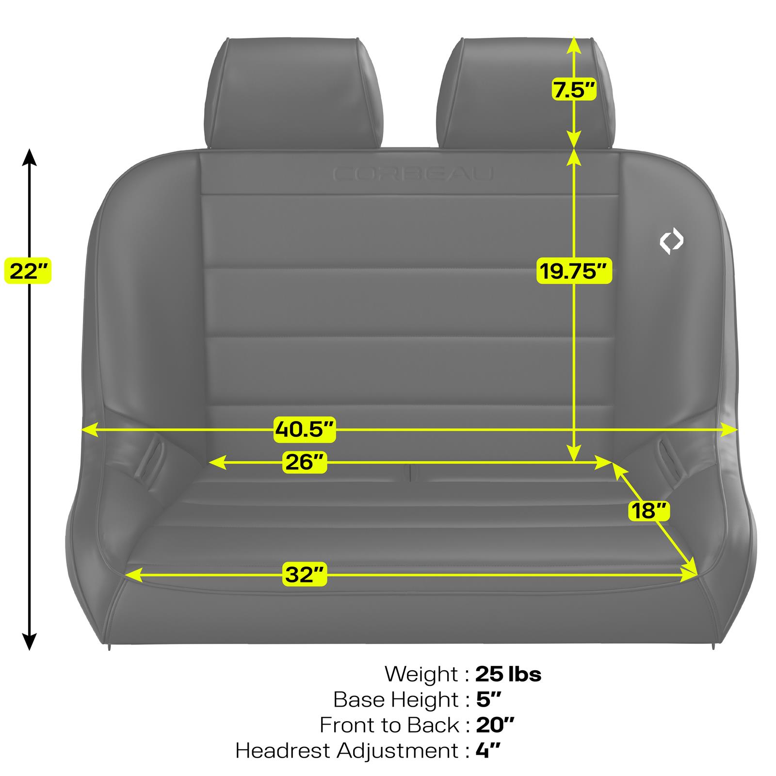 Corbeau Baja Headrests HR01 Headrest, Black, Vinyl, Each thumbnail 4