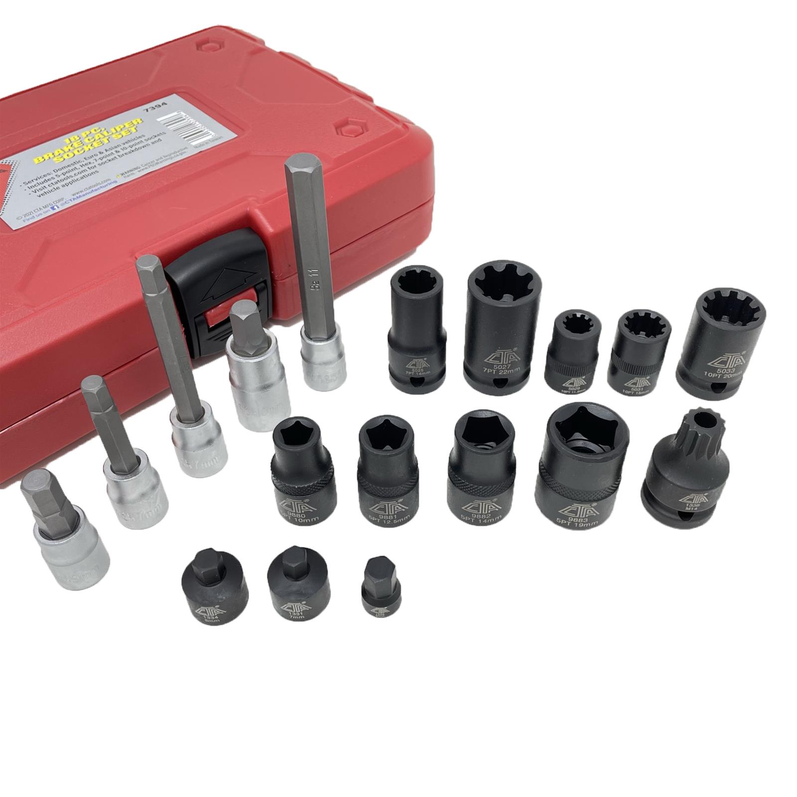 CTA Tools 7394 CTA Tools 18-Piece Brake Caliper Socket Sets